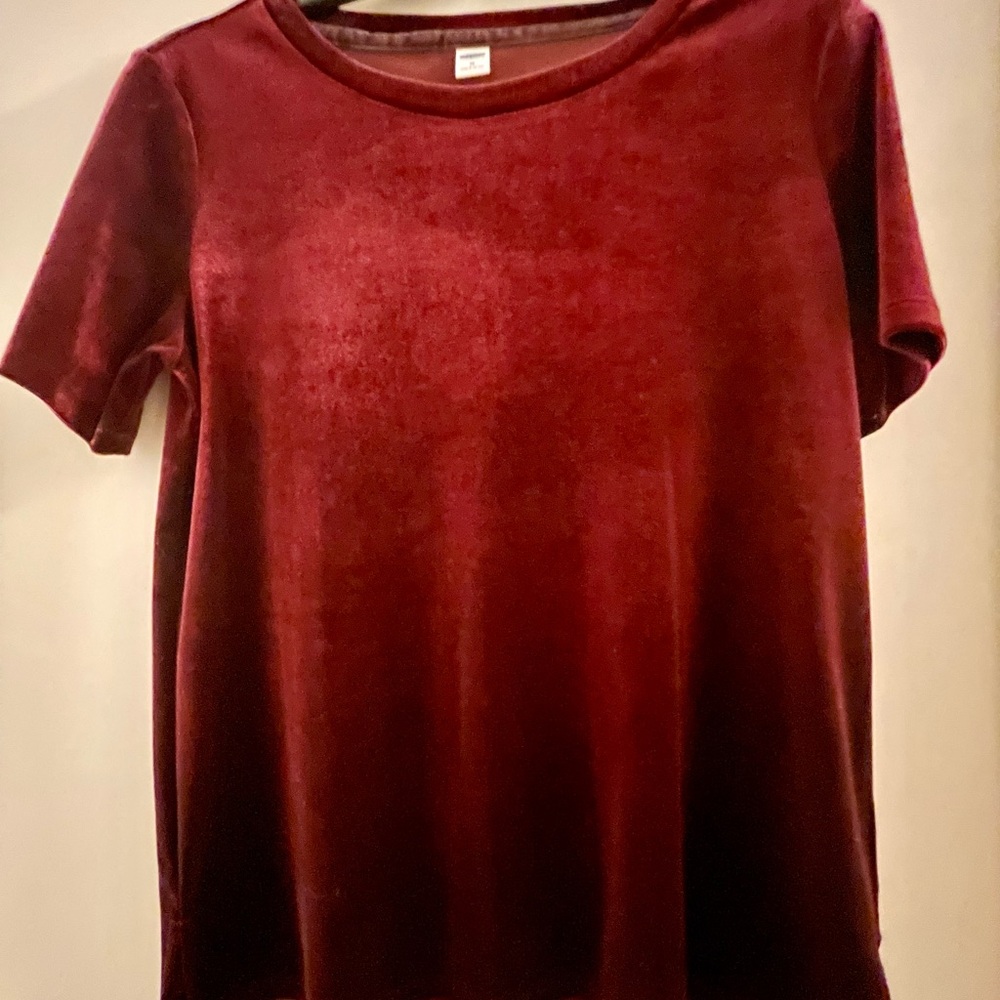 Old Navy Velvet Short Sleeve Top - Deep Red